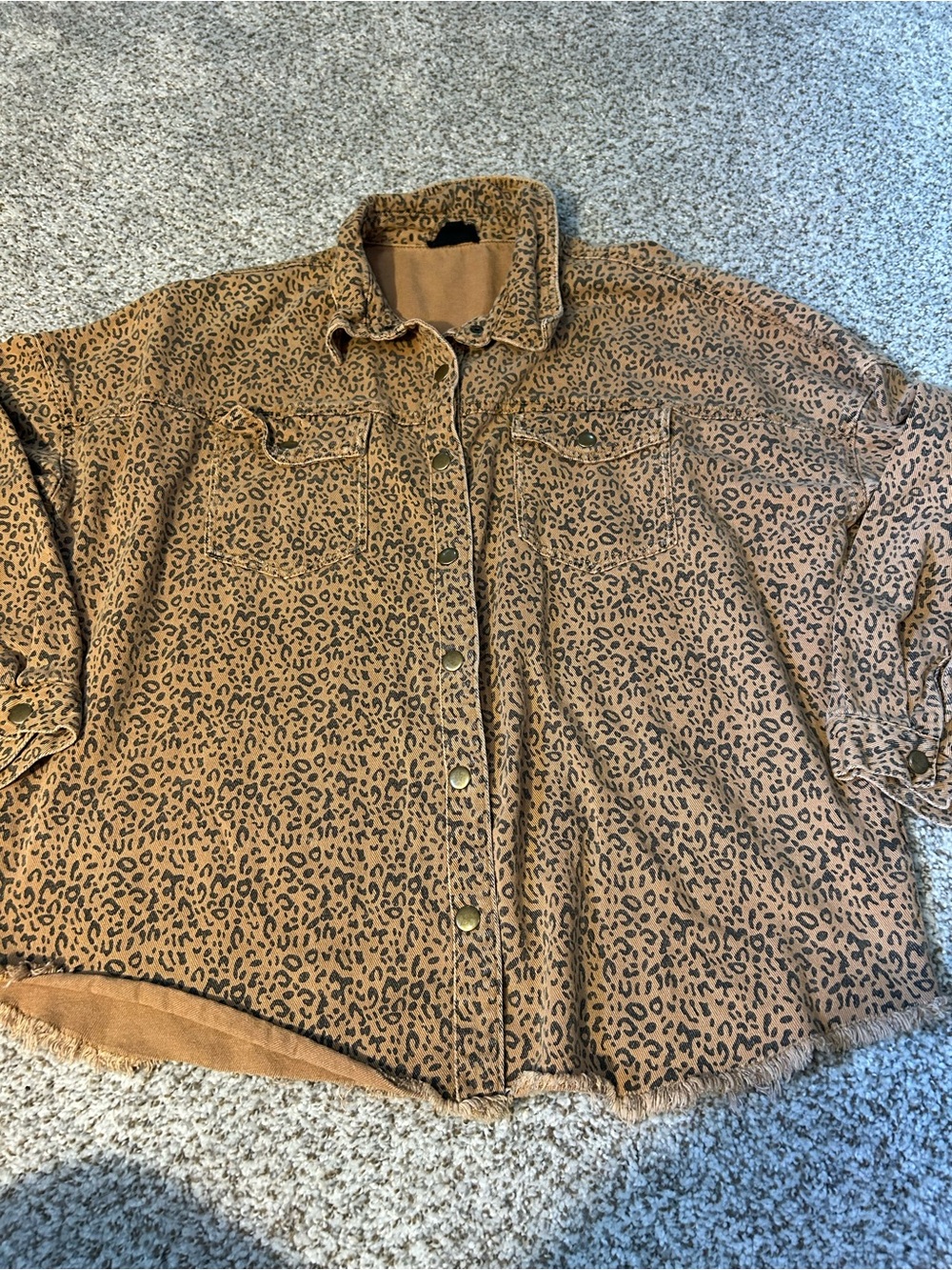 Heyson Denim Women’s Leopard Print Button-Down Shirt Jacket
